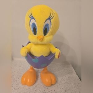 Warner Bros. Tweety Plush in Yellow with Orange Feet and Purple Egg